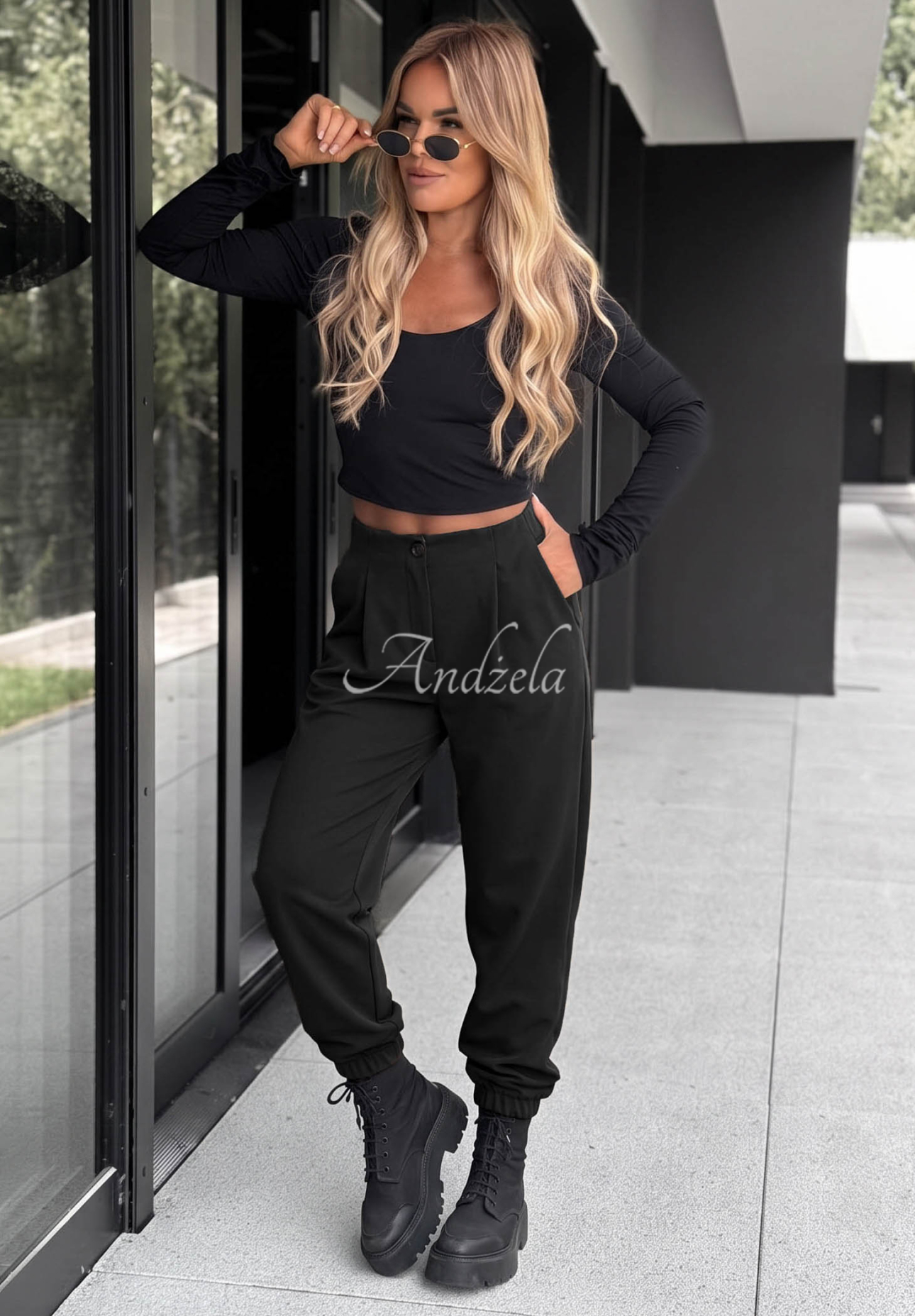 Pantaloni din viscoză cu manșete What You Wanted
