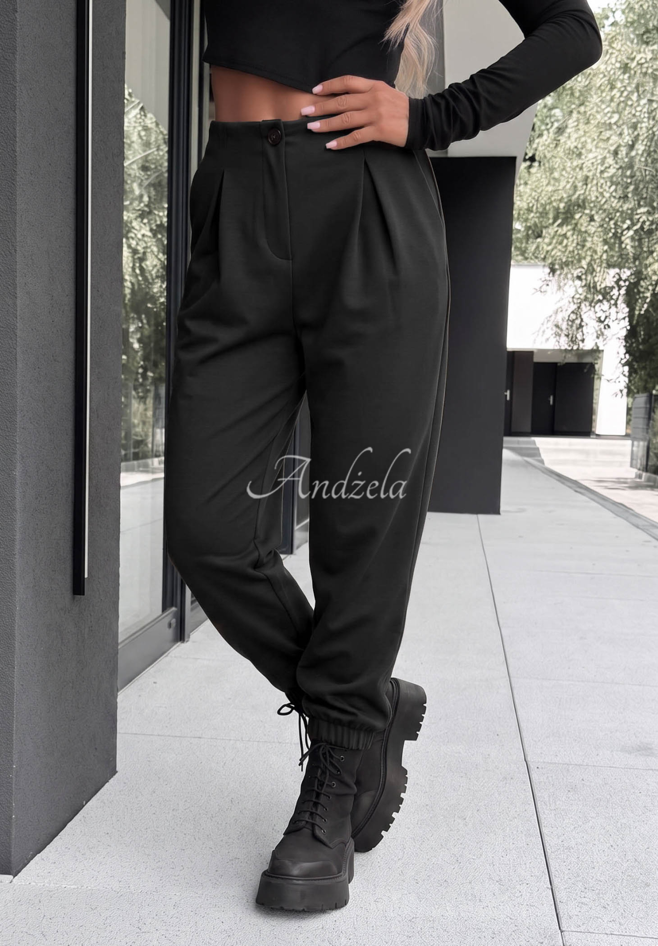 Pantaloni din viscoză cu manșete What You Wanted