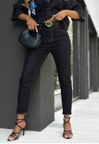 Pantaloni din denim mom fit z paskiem Happy Feeling bluemarin