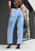 Pantaloni din denim baggy z paskiem Keep Going albastre