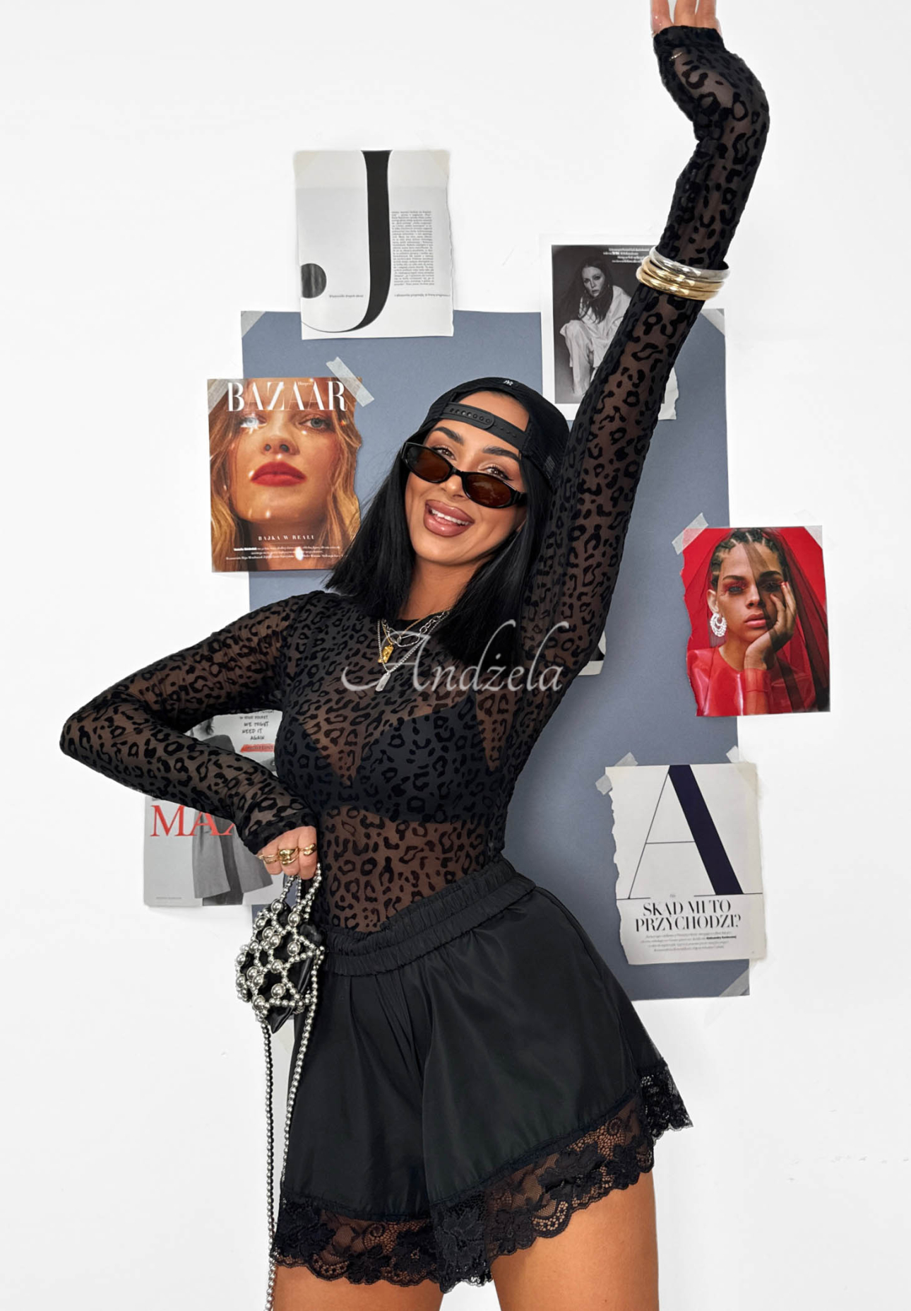 Body din plasă cu imprimeu leopard La Milla Wild Couture