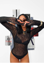 Siateczkowe body cu model tip panteră La Milla Wild Couture negre