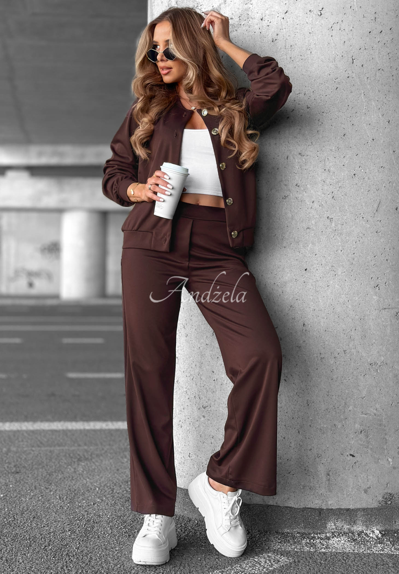 Set de trening din bumbac cu bluză cu nasturi și pantaloni Comfort Story