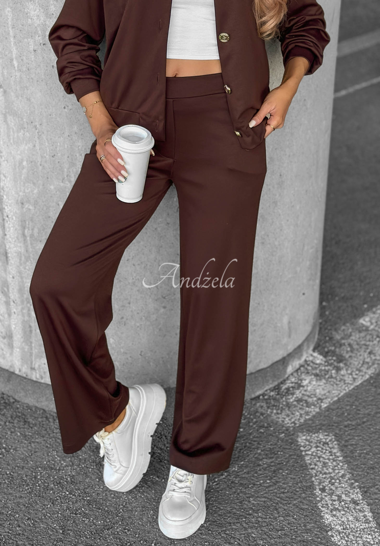 Set de trening din bumbac cu bluză cu nasturi și pantaloni Comfort Story