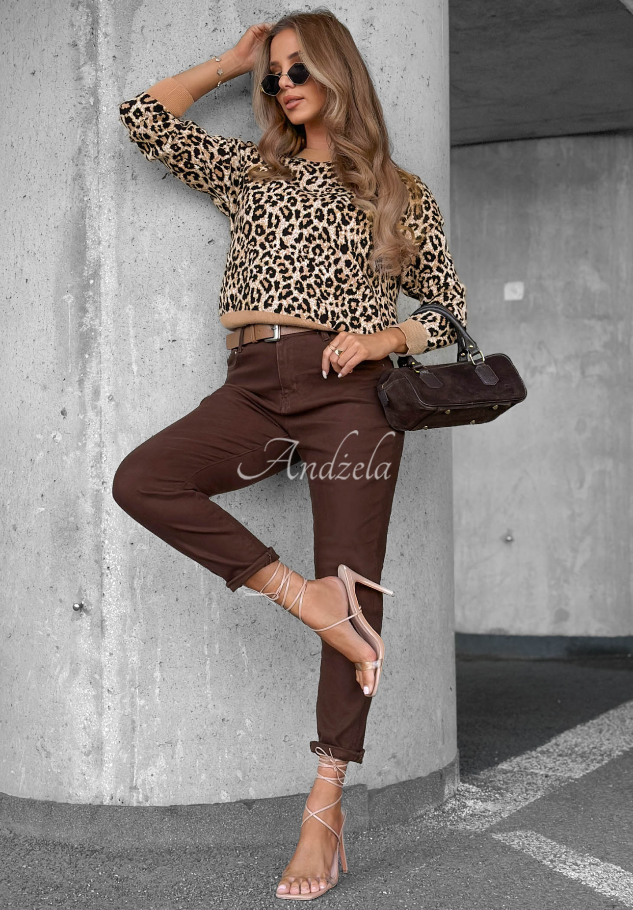Pulover scurt cu imprimeu leopard din vâscoză Wild Grace