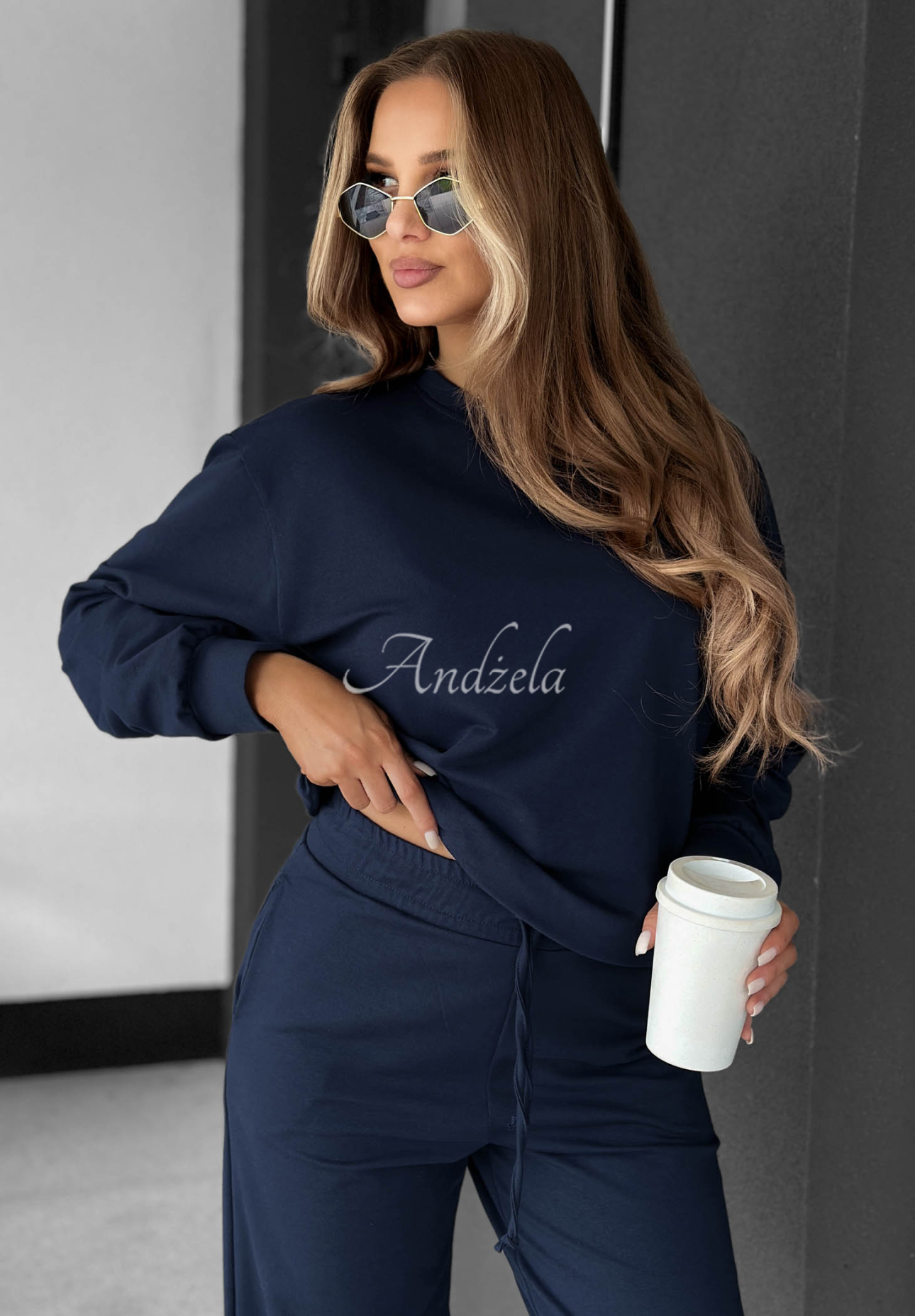 Pantaloni de trening din bumbac wide leg Never Late