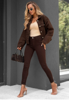 Pantaloni din denim skinny z paskiem Meet Again ciocolatii