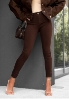 Pantaloni din denim skinny z paskiem Meet Again ciocolatii