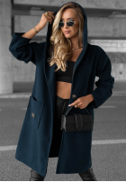 Długi Palton  oversize z kapturem Autumn Coat ciocolatiu