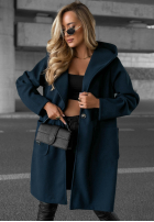 Długi Palton  oversize z kapturem Autumn Coat ciocolatiu