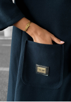 Długi Palton  oversize z kapturem Autumn Coat ciocolatiu