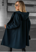 Długi Palton  oversize z kapturem Autumn Coat ciocolatiu