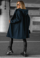 Długi Palton  oversize z kapturem Autumn Coat ciocolatiu