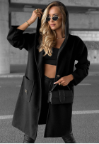Długi Palton  oversize z kapturem Autumn Coat ciocolatiu
