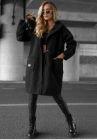 Długi Palton  oversize z kapturem Autumn Coat ciocolatiu