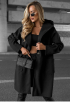 Długi Palton  oversize z kapturem Autumn Coat ciocolatiu
