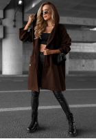 Długi Palton  oversize z kapturem Autumn Coat ciocolatiu