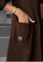 Długi Palton  oversize z kapturem Autumn Coat ciocolatiu