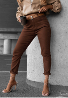 Pantaloni din denim mom fit z paskiem Worth It ciocolatii