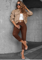 Pantaloni din denim mom fit z paskiem Worth It ciocolatii