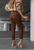 Pantaloni din denim mom fit z paskiem Worth It ciocolatii