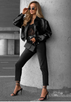 Pantaloni din denim mom fit z paskiem Best Moment gri închis