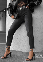 Pantaloni din denim mom fit z paskiem Best Moment gri închis