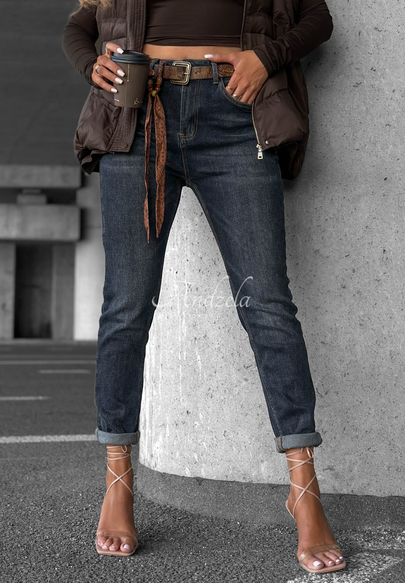 Blugi skinny cu curea Just For Fun