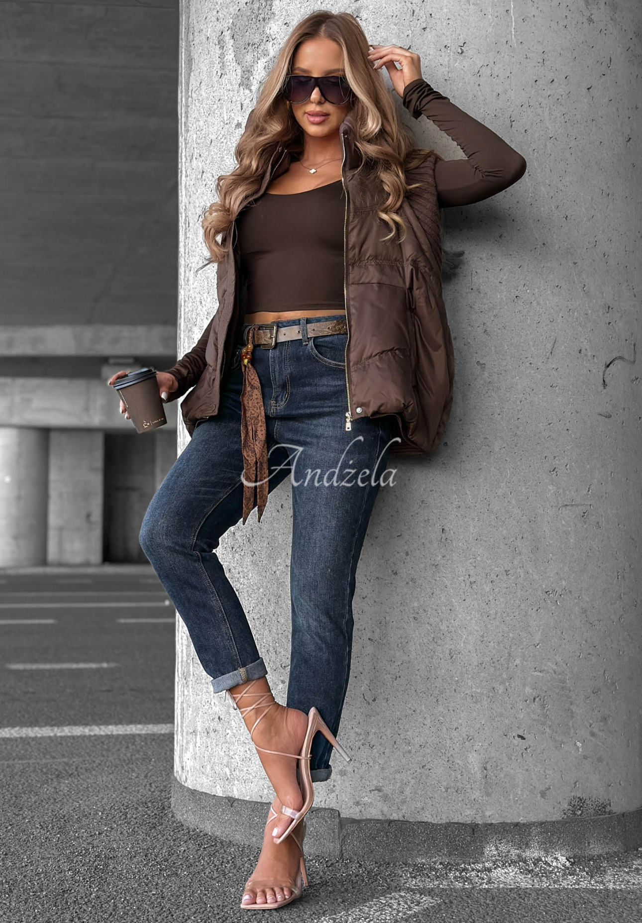 Blugi skinny cu curea Just For Fun
