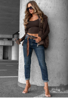 Pantaloni din denim loose fit z paskiem Just For Fun bluemarin