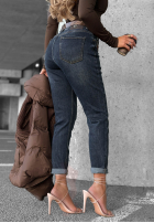 Pantaloni din denim loose fit z paskiem Just For Fun bluemarin