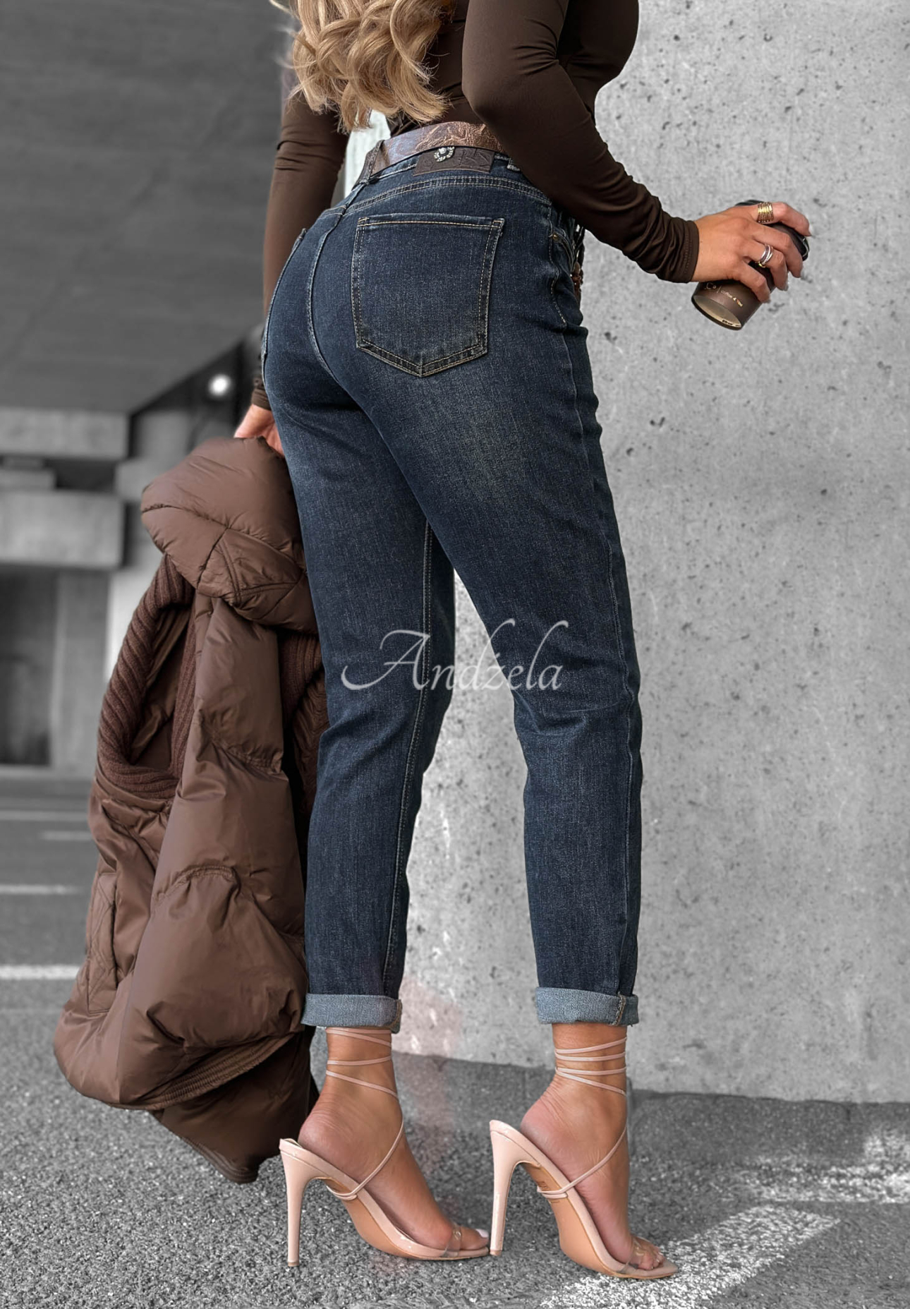 Blugi skinny cu curea Just For Fun