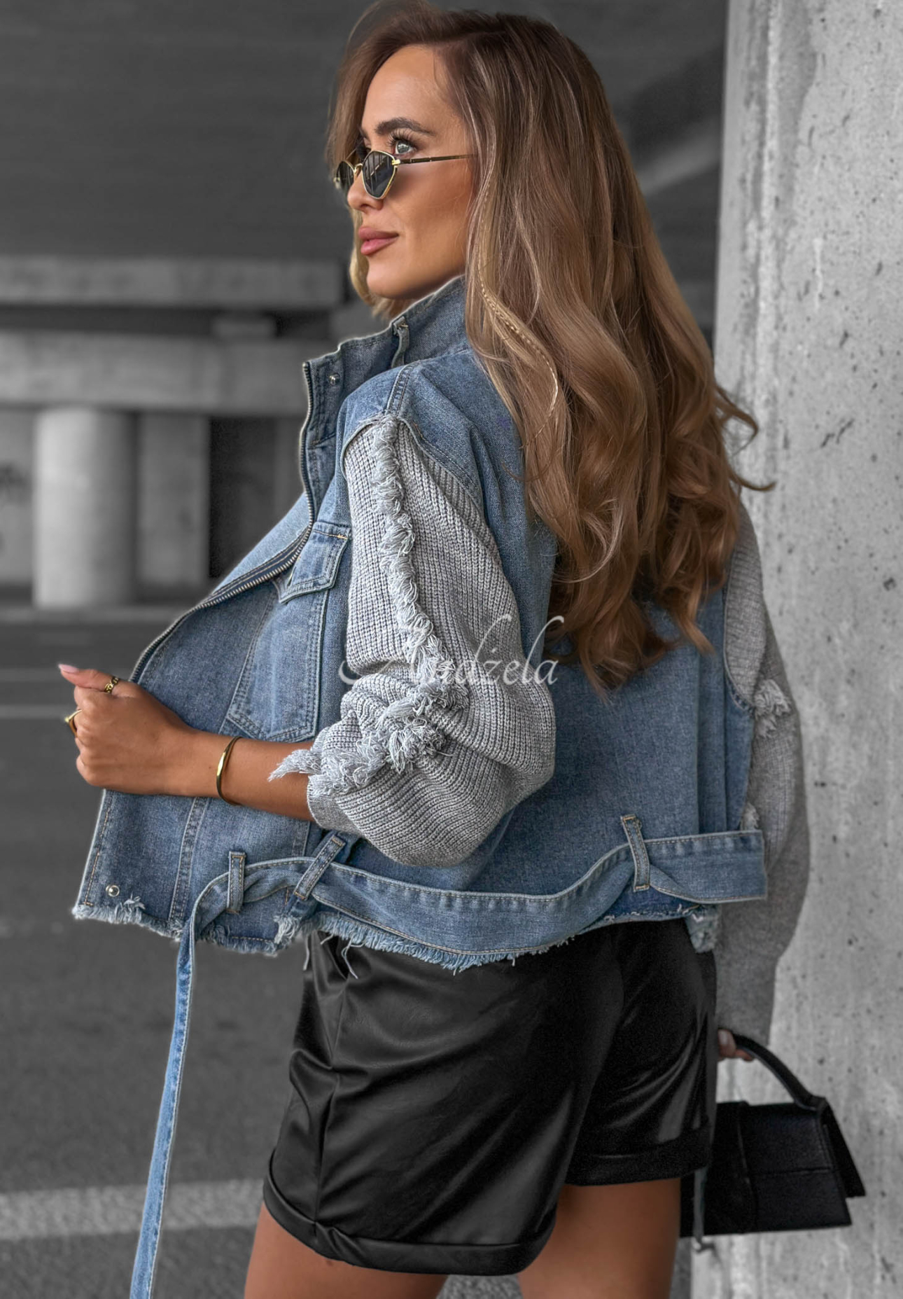 Geacă scurtă din denim cu mâneci tricotate Gloomy Mood