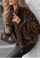 Scurtă Geacă futerko cu model tip panteră Cozy Leopard negru