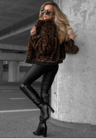 Scurtă Geacă futerko cu model tip panteră Cozy Leopard negru