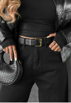 Pantaloni din denim mom fit z paskiem Say Something negre