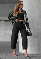 Pantaloni din denim mom fit z paskiem Say Something negre