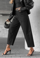 Pantaloni din denim mom fit z paskiem Say Something negre
