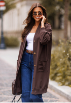 Długi Cardigan z kieszeniami Calm Comfort ciocolatiu