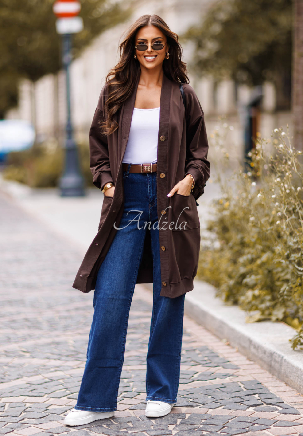 Cardigan lung din bumbac cu buzunare Calm Comfort