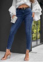 Pantaloni din denim skinny z paskiem Lost Again ciemnoniebieskie