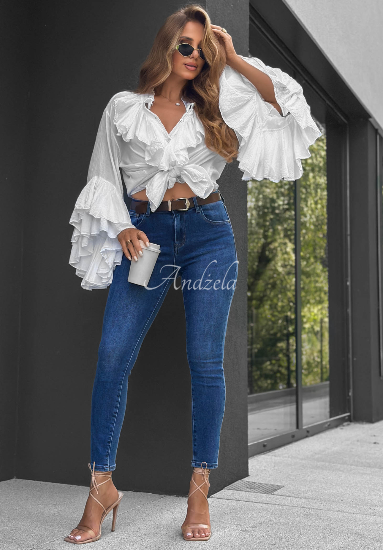 Blugi skinny cu curea Lost Again