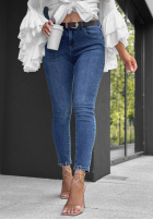 Pantaloni din denim skinny z paskiem Lost Again ciemnoniebieskie