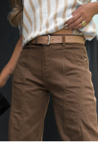 Pantaloni din denim balloon z paskiem True Feeling ciocolatii