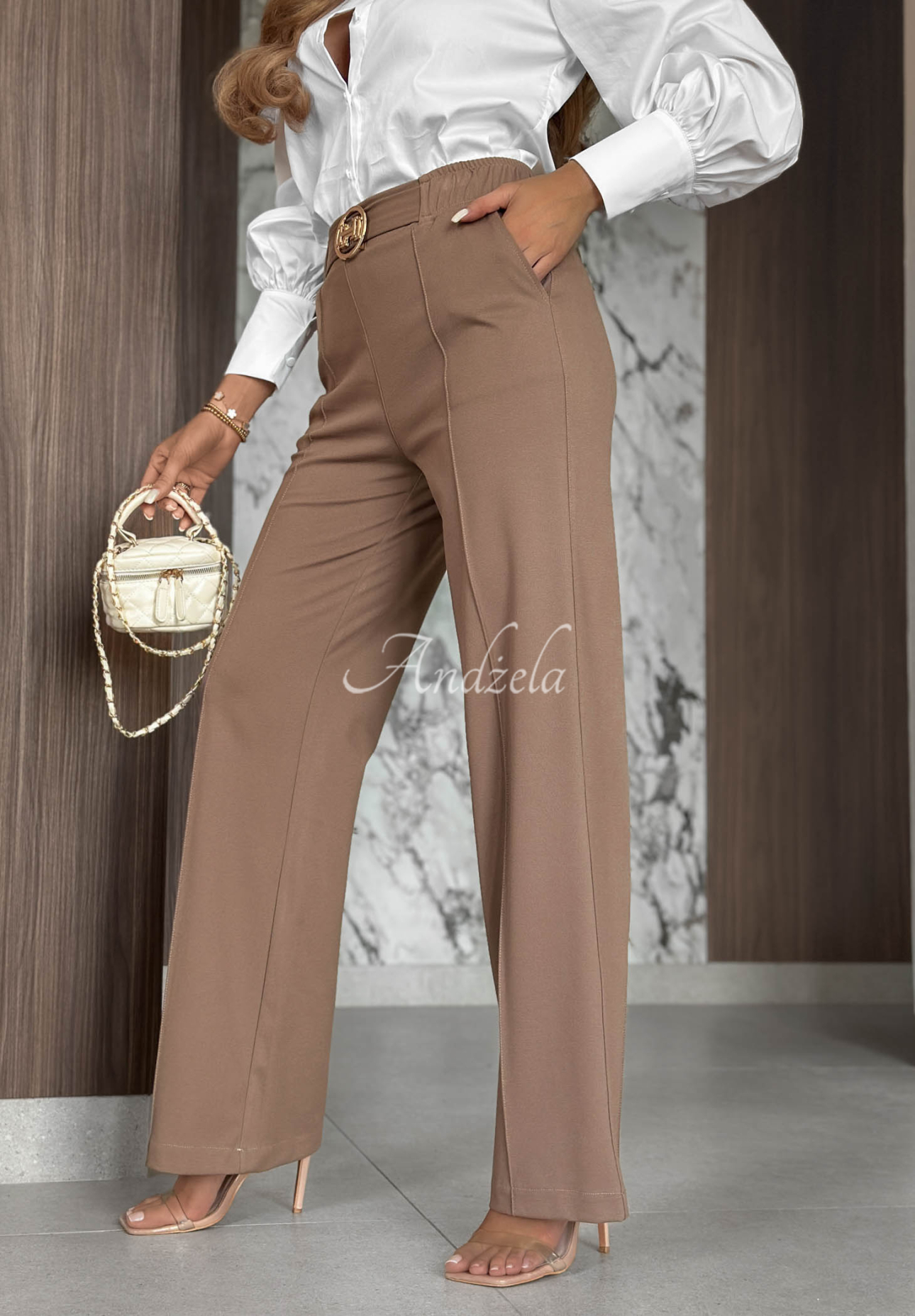 Pantaloni din vâscoză cu cusături Classy Mood