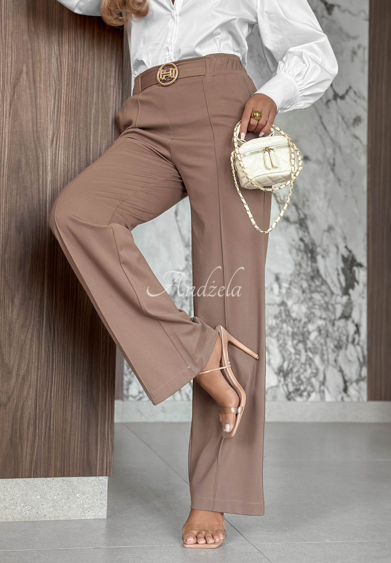 Pantaloni din vâscoză cu cusături Classy Mood