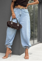 Pantaloni din denim mom fit Once More albastre