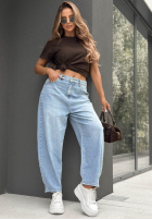 Pantaloni din denim mom fit Once More albastre