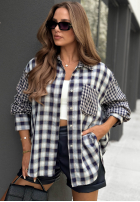 Długa asymetryczna Cămașă w kratę Autumn Check ciocolatie
