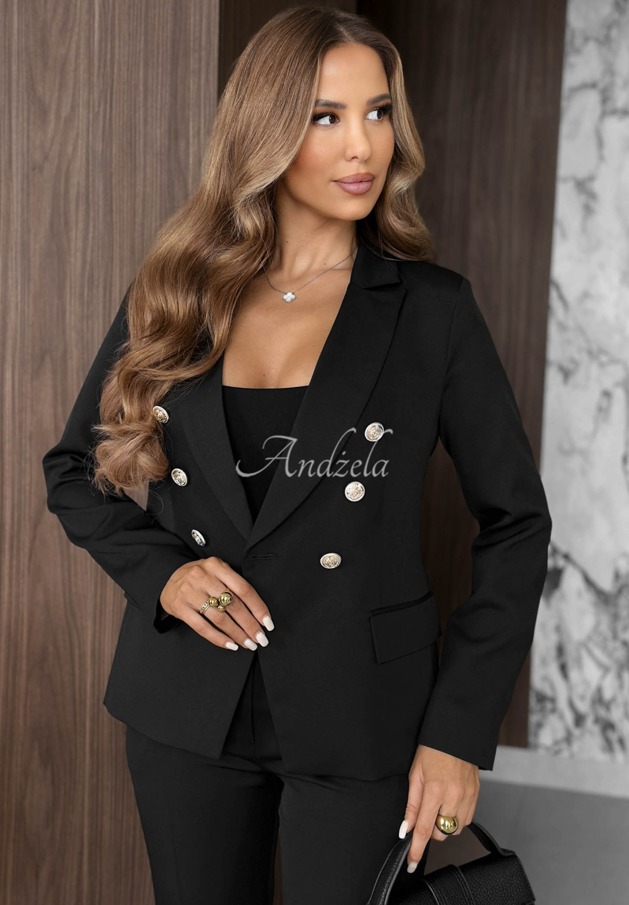 Sacou elegant cu două rânduri de nasturi din vâscoză Endless Class